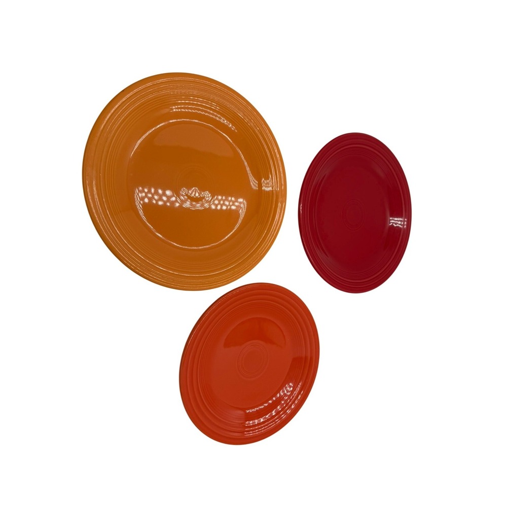 Fiesta Homer Laughlin Plates Set of 3‎ Poppy Tangerine Scarlet Red USA Ceramic